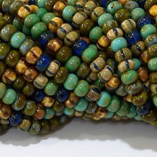 6/0 Czech Limited Edition Seed Beads - Aged Rainforest Striped Mix  - Per Strand