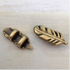 3mm Flat Leather Feather Slider - Ant Brass