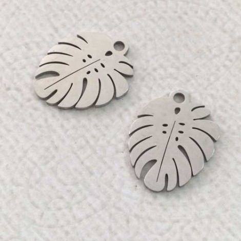 17x14x1mm Unplated 316 Stainless Steel High Quality Monstera Leaf Charms