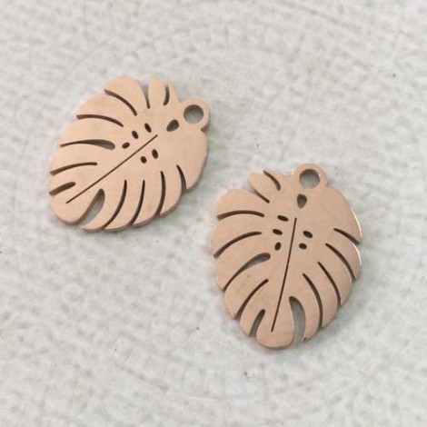 17x14x1mm Rose Gold Plated 316 Stainless Steel High Quality Monstera Leaf Charms