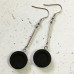 12mm ID Wooden/Stainless Steel Round Earring Long Drop Settings - Black 
