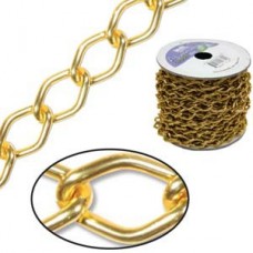 14.4x9mm Aluminium Chain - Bright Gold - 20ft (6m) Spool