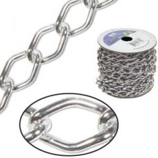 14.4x9mm Aluminium Chain - Bright Silver - 20ft (6m) Spool
