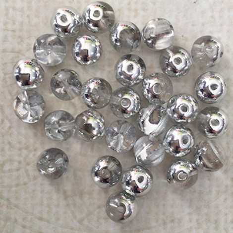 5mm RounDuo Czech 2-Hole Beads - Crystal Labrador 