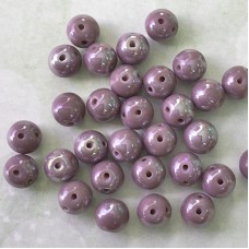 5mm RounDuo Czech 2-Hole Beads - Opaque Lilac Argent Flare