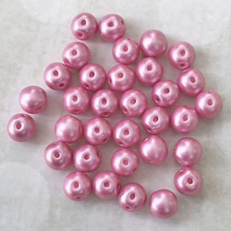 5mm RounDuo Czech 2-Hole Beads - Alabaster Pastel Pink