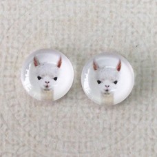12mm Art Glass Backed Cabochons  - Alpaca - Per Pair