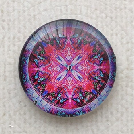 25mm Art Glass Backed Cabochons - Angel Mandala 1 - Each 25mm Art Glass Backed Cabochons - Angel Mandala 1 - Each