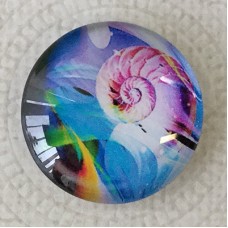 25mm Art Glass Backed Cabochons - Pink Seashell - Each
