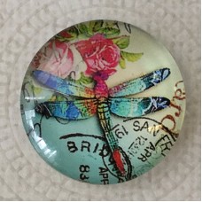 25mm Art Glass Backed Cabochons - Rainbow Dragonfly