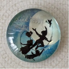 25mm Art Glass Backed Cabochons - Peter Pan - Think Happy Thoughts