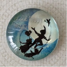 25mm Art Glass Backed Cabochons - Peter Pan - Think Happy Thoughts - Each