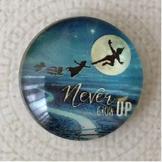 25mm Art Glass Backed Cabochons - Peter Pan - Never Grow Up - Each