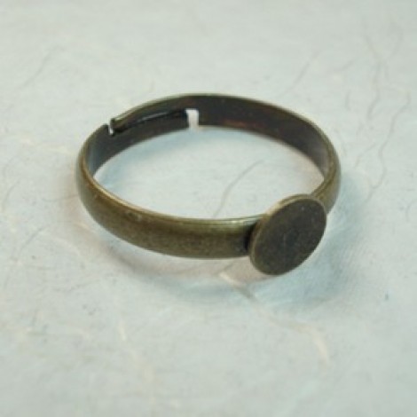 Antique Brass Adjustable Ring with 6mm flat pad - Pack of 2