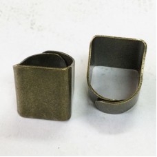 Antique Bronze Plated Ring with 20x15mm Square Flat Pad - Pack of 2