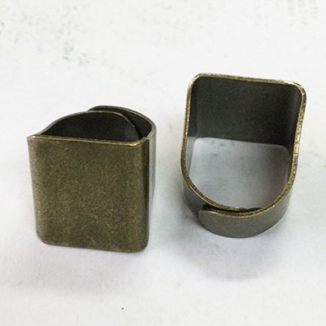 Antique Bronze Plated Ring with 20x15mm Square Flat Pad - Pack of 2
