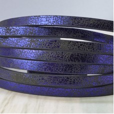 5x2mm Vegan Friendly PU Flat Faux Pearlised Leather - Black/Blue - 1.1m Strip