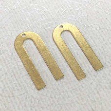 25x12mm 20ga Raw Brass U-Shape Blank Drop with 1 Hole - Pack of 4