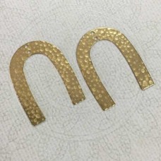 35x27mm 20ga Textured Raw Brass U-Shape Blank Drop with 2 Holes