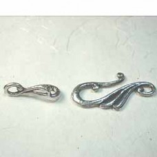 Tibetan Silver Plated Pewter Hook & Eye Clasp - Pack of 10