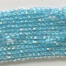 4mm Light Aqua AB Fire-Polished Beads