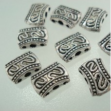 8x10mm Tibetan Ant Silver 3-Hole Beads