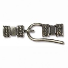 5mm (3mmID) Sq Antique Silver Hook & Eye Clasp/End cap - Per Set