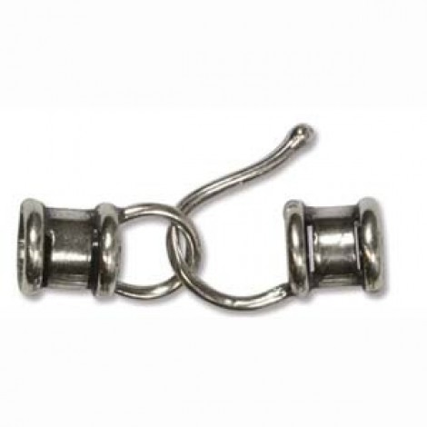 5.5mm (4mmID) Hook & Eye Antique Silver Clasp/End Cap - Per Set