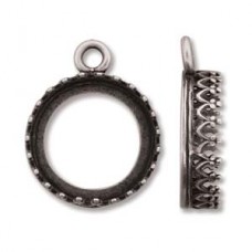 12mm ID JBB Findings Antique Silver Plated Brass Open Back Bezel Drop - Pack of 2
