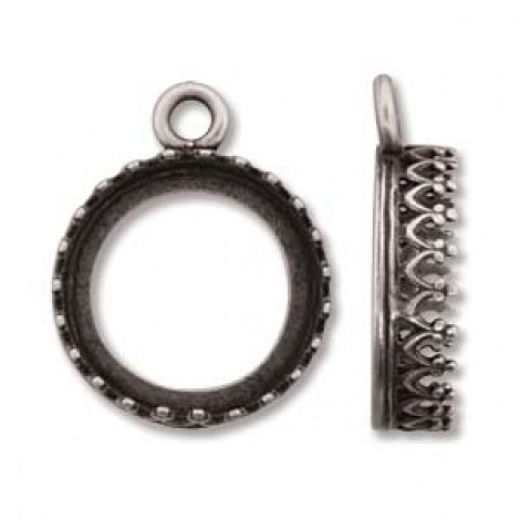 12mm ID JBB Findings Antique Silver Plated Brass Open Back Bezel Drop - Pack of 2