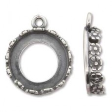 14mm ID JBB Findings Antique Silver Plated Brass Open Back Bezel Drop - Pack of 2