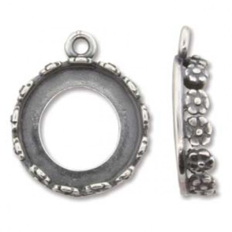 14mm ID JBB Findings Antique Silver Plated Brass Open Back Bezel Drop - Pack of 2 14mm ID JBB Findings Antique Silver Plated Brass Open Back Bezel Drop - Pack of 2