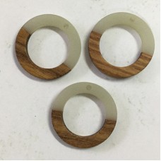 28x3mm Grey Resin & Wood Cut-Out Circle Pendant or Earring Drop with 2mm hole size 