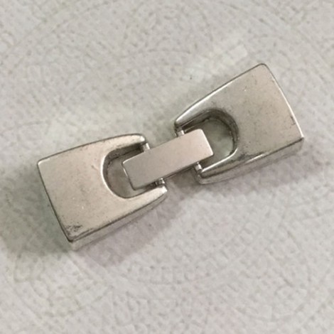 38x14mm (12.5x2.5mm ID) Fold-Over Antique Silver Clasp for Flat Leather - Each