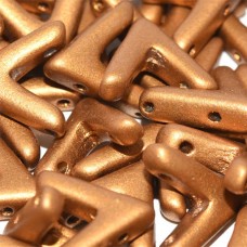 10x4mm Czech 3-Hole Ava Beads - Pack of 20 - Brass Gold