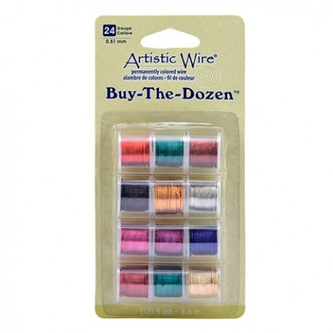 24ga (0.5mm) Artistic Wire Buy the Dozen Packs - 12 x 3yd Mini Spools - Standard Colours