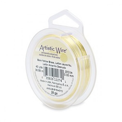 28ga Artistic Craft Wire - Bare Yellow Brass - 40yd (36.5m)