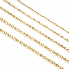 2.5mm PVD Gold Plated 316 High Quality Stainless Steel Flat Cable Chain - 2 metres