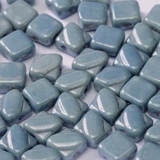 6mm 2-Hole Silky Beads - Alabaster Baby Blue Luster - Pack of 40
