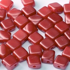 6mm 2-Hole Silky Beads - Alabaster Pastel Dk Coral - Pack of 40
