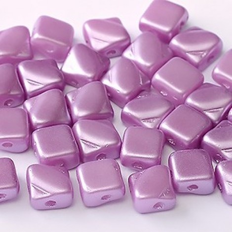 6mm Cz 2-Hole Silky Beads - Alabaster Pastel Lila - Pack of 40