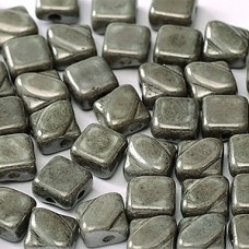 6mm Cz 2-Hole Silky Beads - Alabaster Grey Luster - Pack of 40