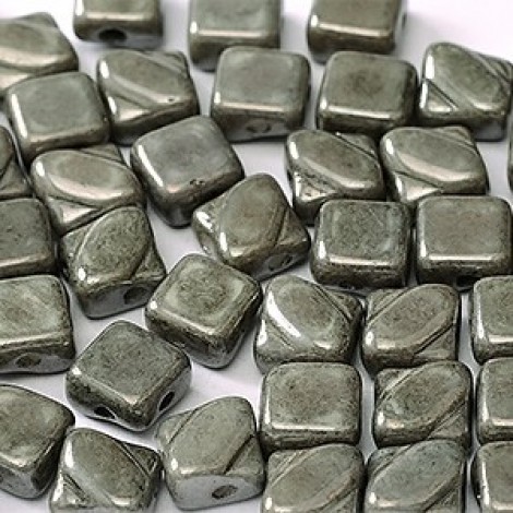 6mm Cz 2-Hole Silky Beads - Alabaster Grey Luster - Pack of 40