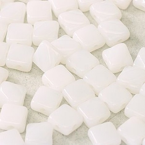 6mm Cz 2-Hole Silky Beads - Alabaster - Pack of 40 6mm Cz 2-Hole Silky Beads - Alabaster - Pack of 40