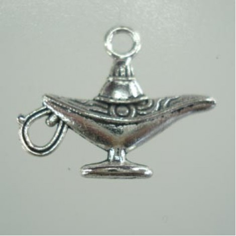 24x18mm Aladdins Lamp Charm - Ant Silver Plated
