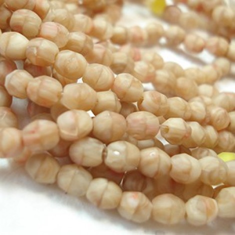 4mm Czech Firepolish Beads - Matte Almond Butter - Pack of 50