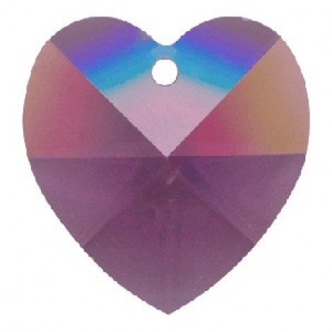 14mm Swarovski Crystal Heart Drops - Amethyst AB - Each