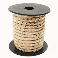 5x2mm Beige/Gold Studded Microfiber Faux Suede Cord - 18.22 metre roll