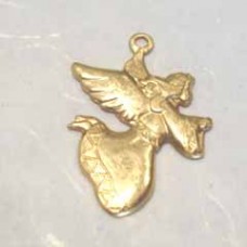 25mm Flying Angel Raw Brass Charms - Pack of 4