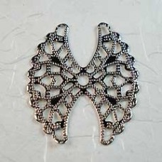 27x22mm Angel Wing Filigree - Nickel Silver Plated - Pack of 12